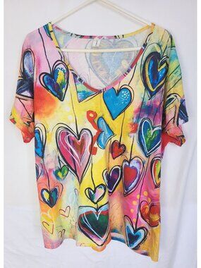 Chicyea Women's Colorful Hearts Blouse - XL
